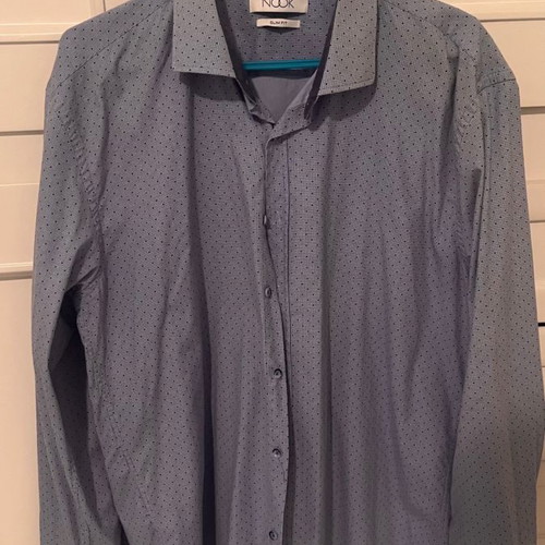 Blue dress shirt used, slim XXL, excellent condition