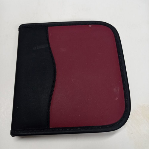 CD case small used, black and burgundy, 12 slots