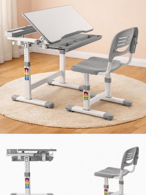 Children's Desk with Ergonomic Chair like new, adjustable height