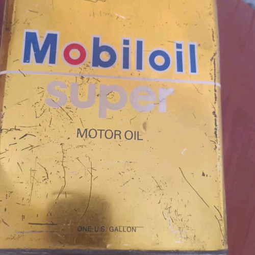 Mobil empty vintage tin box used, collectible from 80s 90s