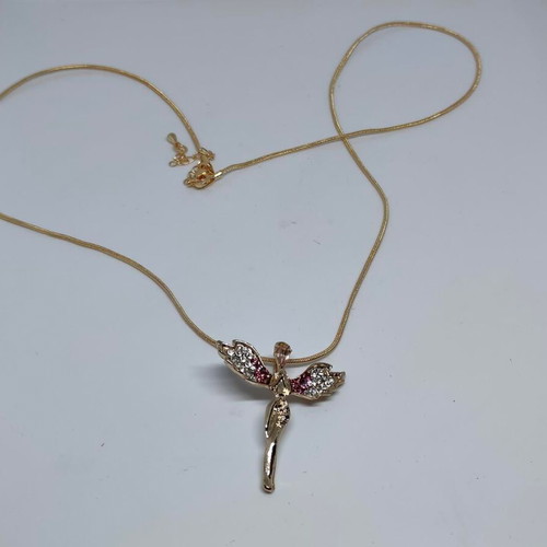 Angel pendant with chain and stones like new