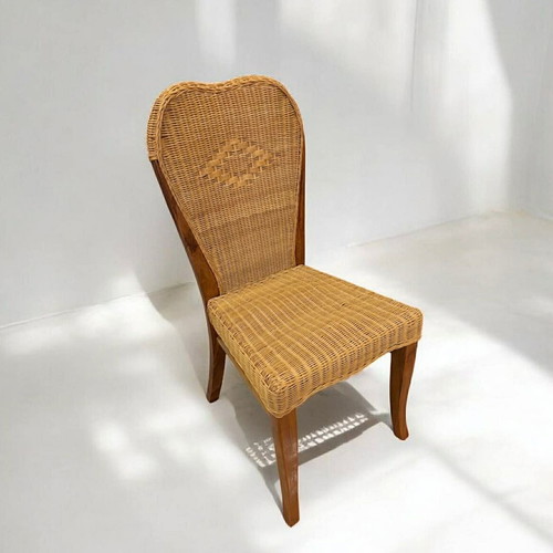 Dining set with 4 bamboo chairs new, walnut color
