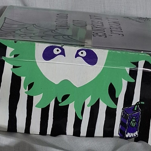 Hand-painted BeetleJuice cup with spoon custom made