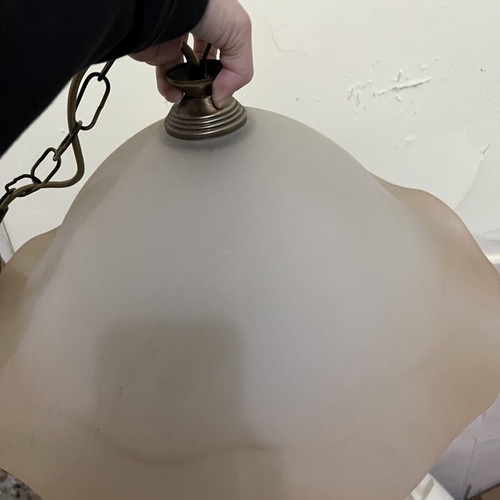 Vintage lamp light used, glass with beige shade