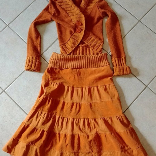 Set Italian skirt and wool bolero jacket like new orange