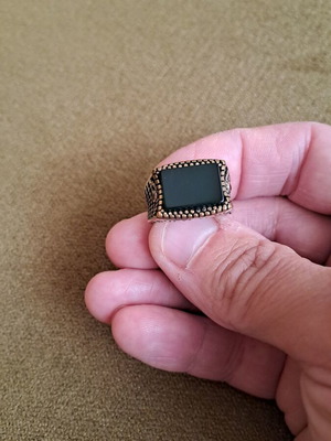 Silver ring with green stone new