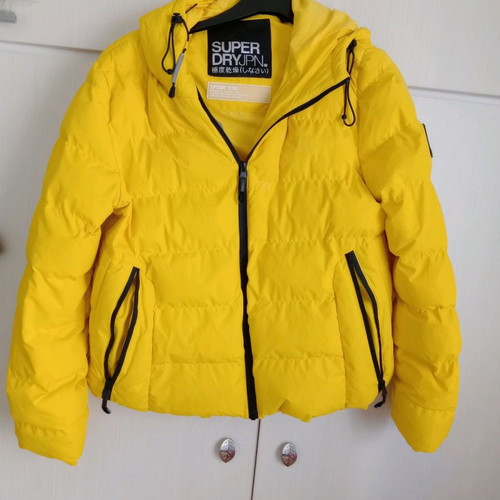 Superdry women's jacket used, yellow, hooded, size XL