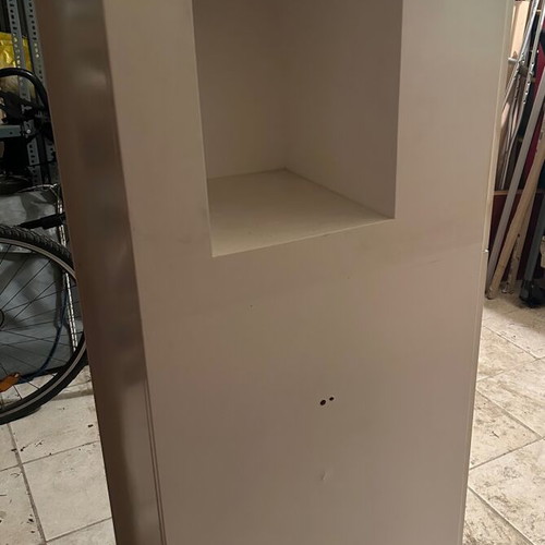 Lacquered furniture with illuminated display cabinet and cupboards used
