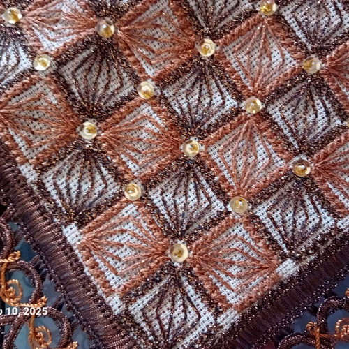 Handmade beaded tablecloth new 54x54