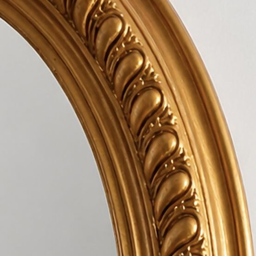 Gold Oval Mirror used, classic solid wood with plaster decoration 63x51.5 cm