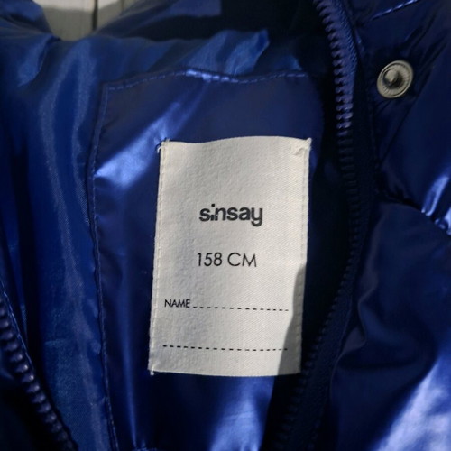 Sinsay puffer jacket used, kids/teens, electric blue with hood