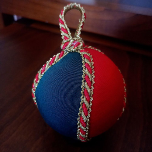 Set of two handmade Christmas balls red and green like new