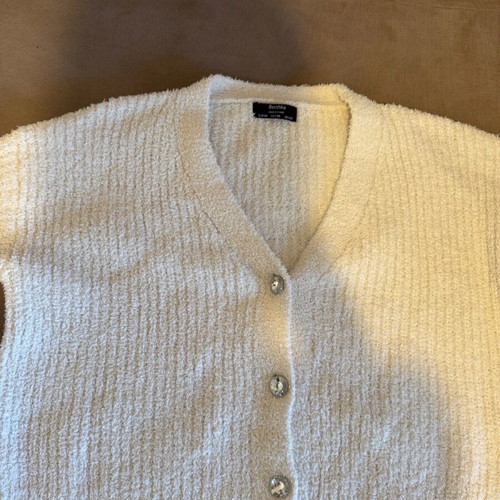 Bershka women's knitted cardigan like new, white