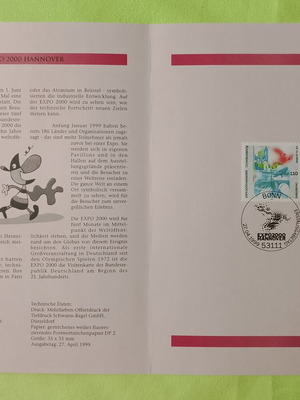 1999 German stamp with Bonn first day cover, mint
