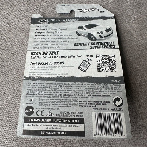 Hot Wheels Bentley Continental Supersports 2012 new model