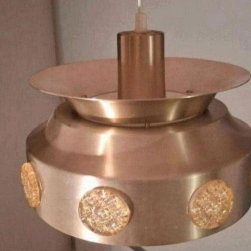 Vitrika vintage brass pendant lamp, Denmark, E27 fitting
