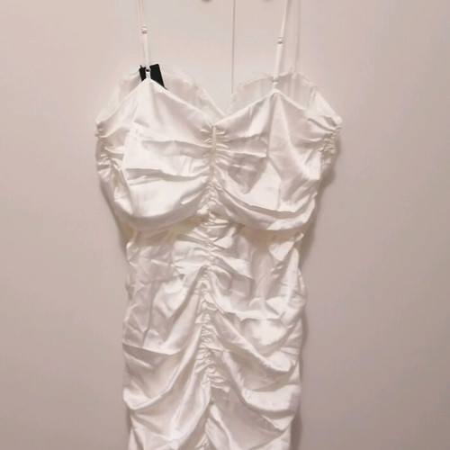 Midi white satin dress new with corset bust