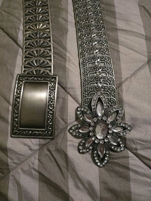 Vintage elastic metal belts used, set of 2