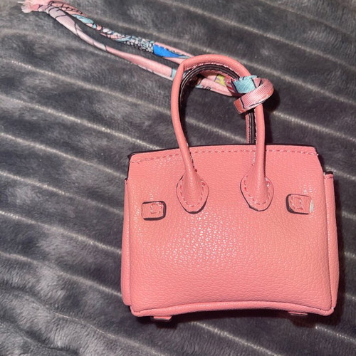 Decorative keychain bag and case for earphones or cards new pink
