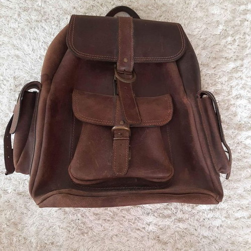 Leather backpack handmade like new, brown