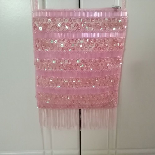 Girls' bag like new, pink with sequins and fringes