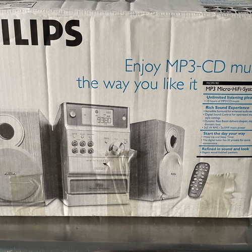 Phillips stereo system used, MP3 micro-hifi system
