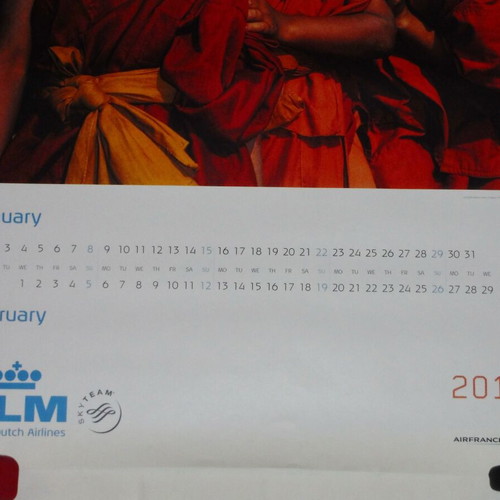 Large KLM Airlines 2012 wall calendar like new with 6 posters