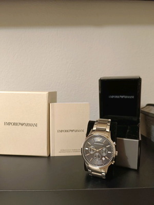 Emporio Armani men's watch silver, worn once, authentic