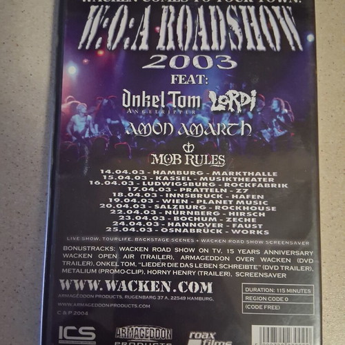 W.O.A Roadshow 2003 live DVD, metal bands
