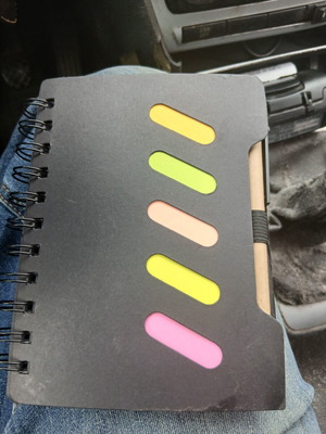 Notebook with pen made from recycled material, new
