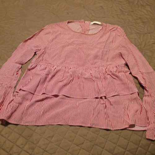 Zara Red Striped Blouse Size M 38 10 Like New