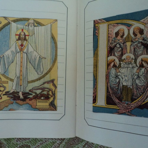 Album with over 50 used religious chromolithograph cards