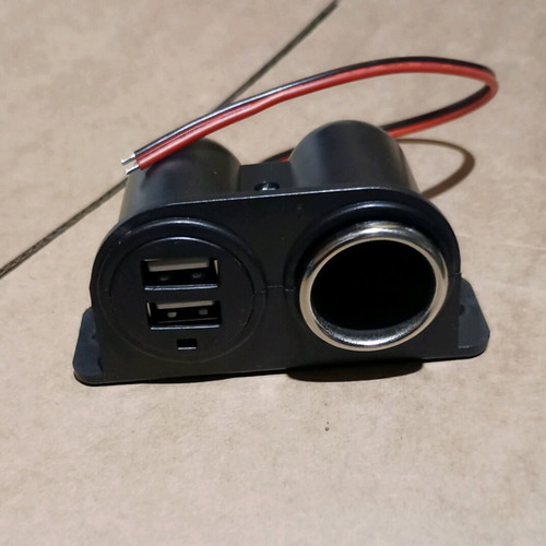 Cigarette lighter socket with dual USB charging, base and LED indicator 12/24V new