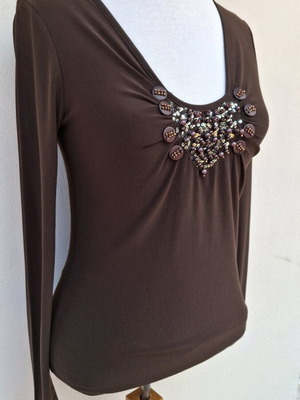 Made in Italy blouse used, brown, size L with beads