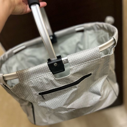 German shopping basket gray with white dots, new
