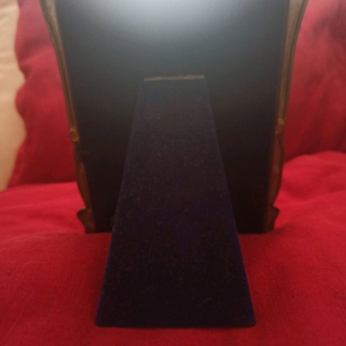 Bronze romantic photo frame with blue velvet backing 16x11.5 cm