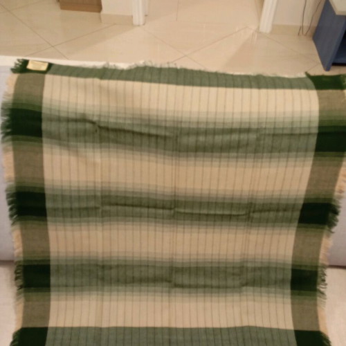 Square scarf convertible to shawl like new, beige and green
