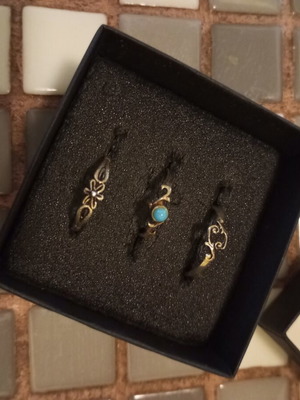 Silver rings set of 3 handmade, small size, used, 925 stamped