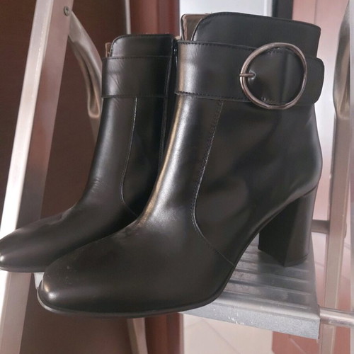 Boxer women's black leather ankle boots new, size 38