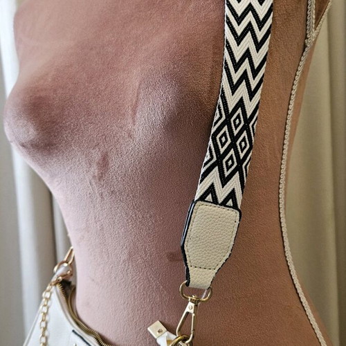 White Ecru Crossbody Bag with Chain and Strap