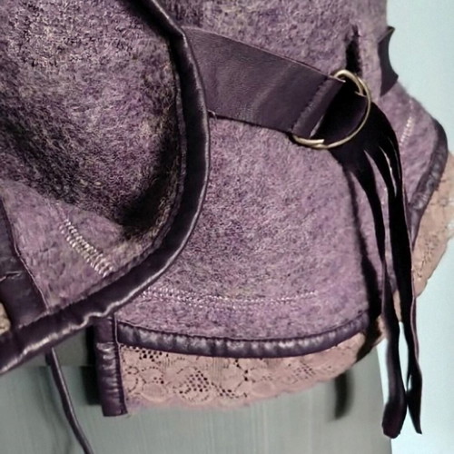 Culture designer bustier vest with hood, leather and pressed wool