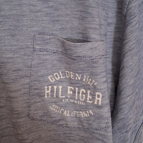 Tommy Hilfiger T-shirt like new, gray and blue with pocket and buttons