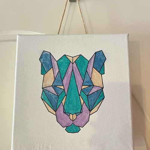 Set of 3 geometric animal canvases like new, Scandinavian & Boho decor