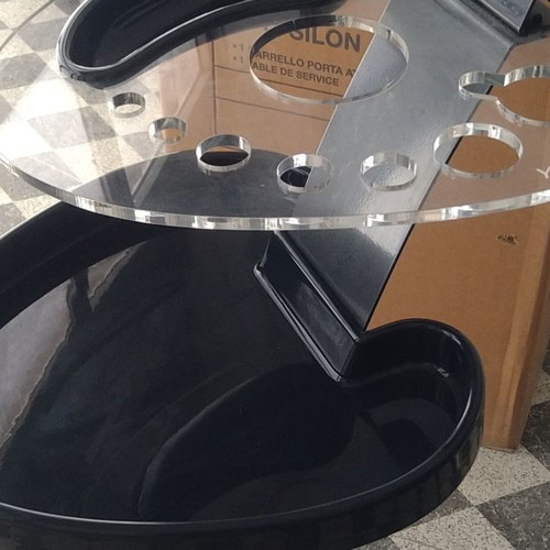 Salon assistant new with metal frame and plexiglass surface