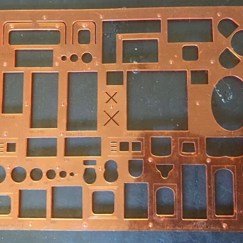 Set of architectural stencils and drawing tools like new, 3 pcs