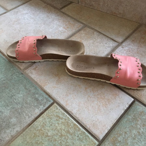 Zara pink clogs like new with gold studs