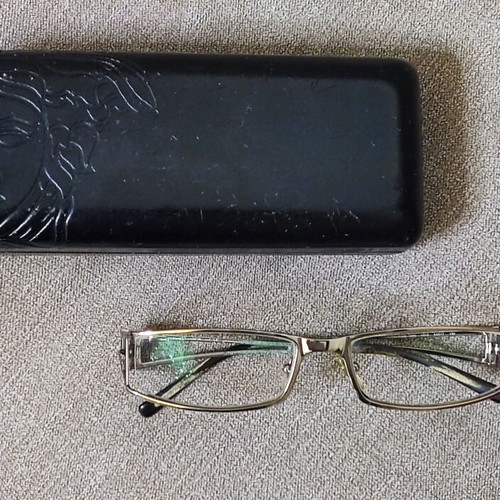 Versace eyeglasses metal frame silver used with embossed Medusa and case