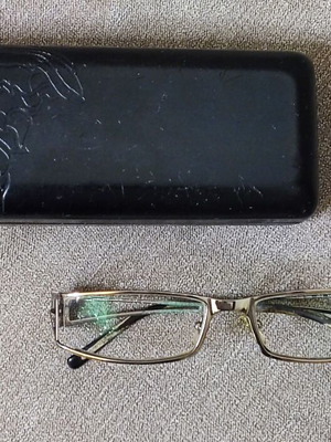 Versace eyeglasses metal frame silver used with embossed Medusa and case