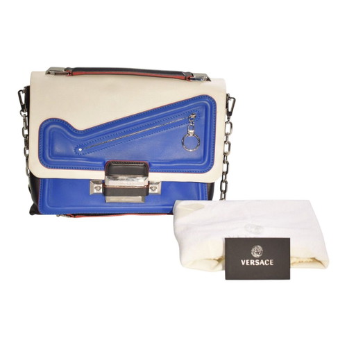 Versace tricolor leather shoulder bag with Medusa metal logo