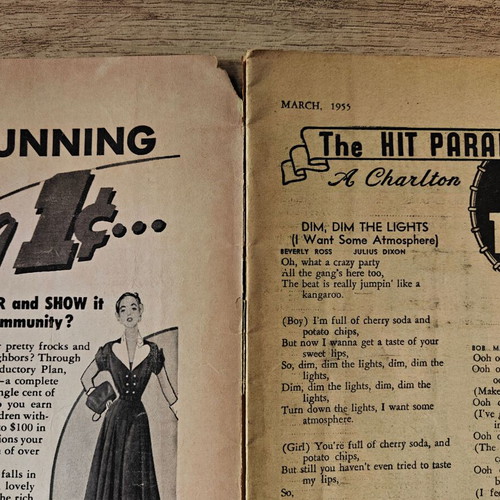 Hit Parader and Song Hits music magazines used vintage 1955, pack of 2
